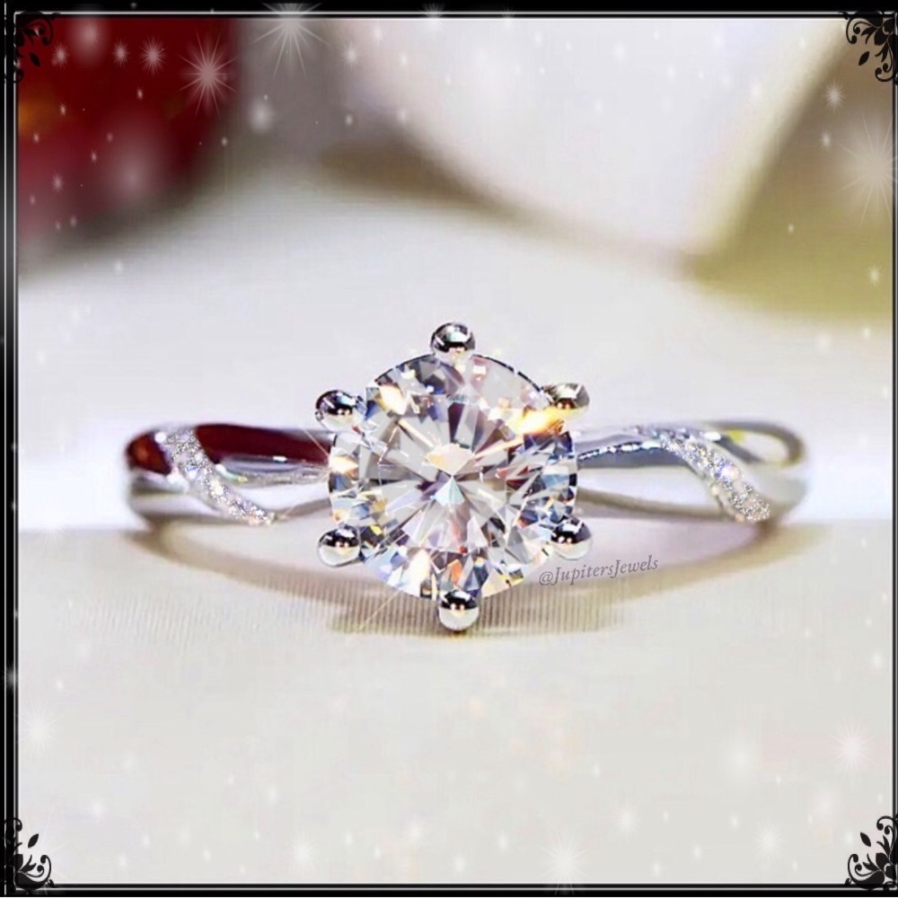 NEW 925 STERLING SIMULATED DIAMOND ROUND SOLITAIRE ENGAGEMENT WEDDING RING